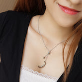 Silver Moon Big Star With Zirconia Pendant